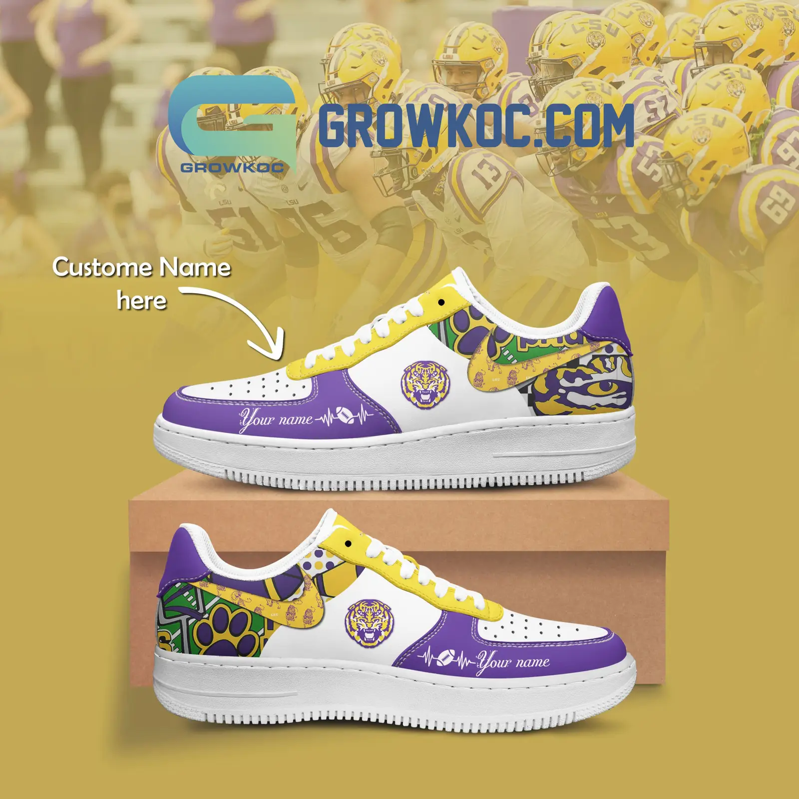 LSU Tigers Personalized Air Force 1 Shoes