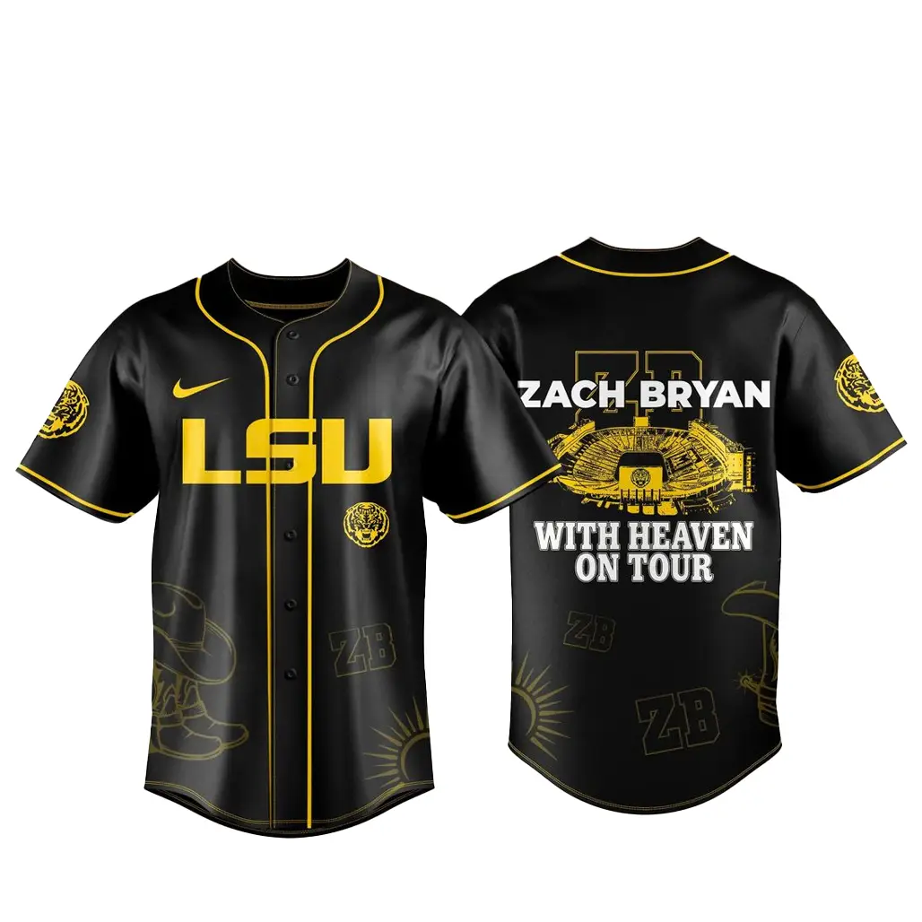 LSU Tigers x Zach Bryan With Heaven On Tour Baseball Jersey - Tazila