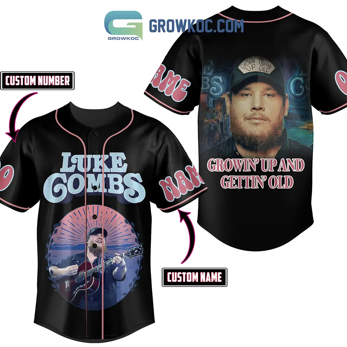 Luke Combs Growing' Up And Getting Old Tour Personalized Baseball Jersey