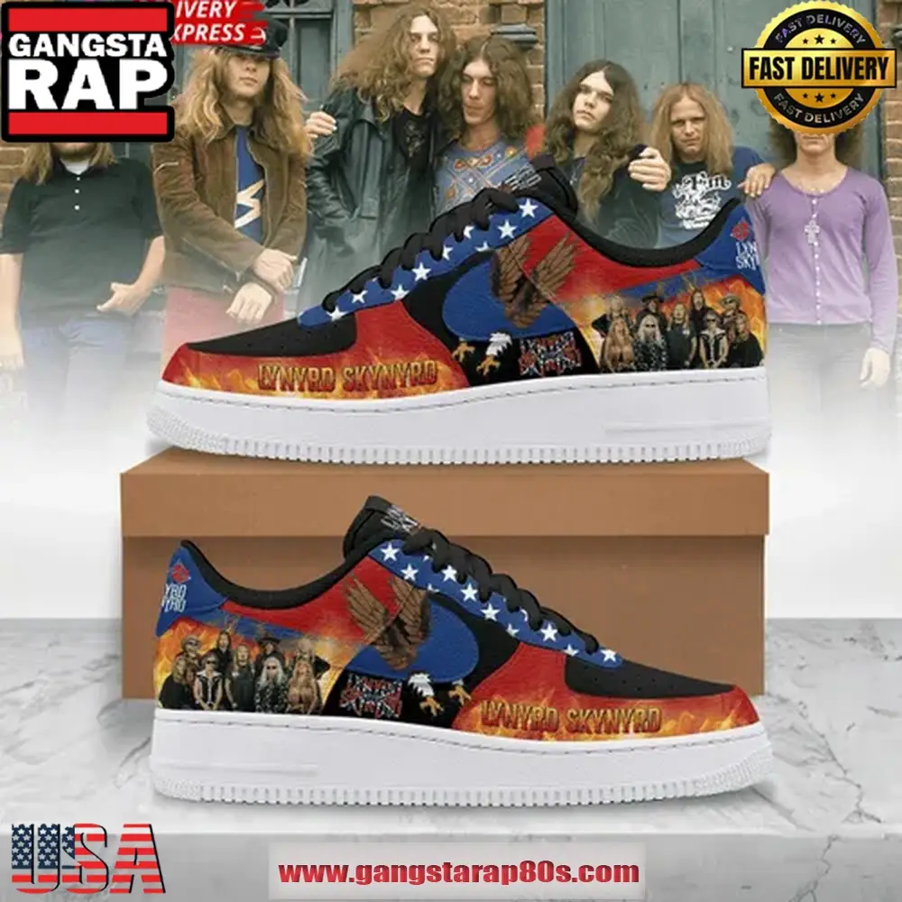 Lynyrd Skynyrd Freebird Flames Limited Air Force 1 Sneakers Shoes Lynyrd Skynyrd Freebird Flames Limited Air Force 1 Sneakers Shoes - Image 1