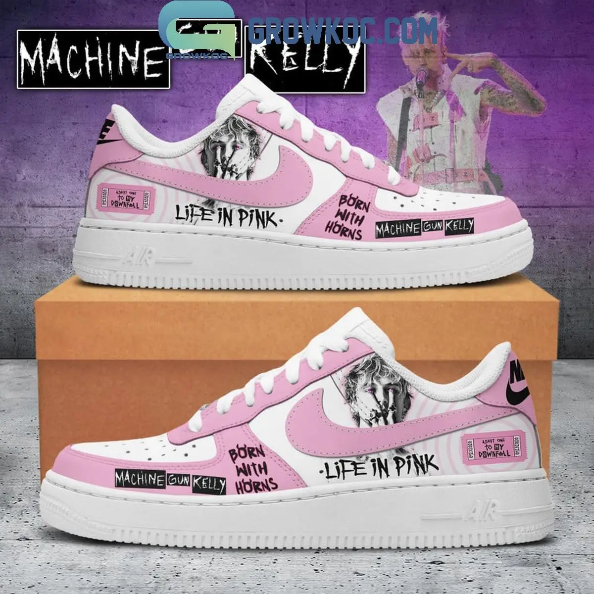 Machine Gun Kelly Life In Pink Air Force 1 Shoes Machine Gun Kelly Life In Pink Air Force 1 Shoes - Image 1