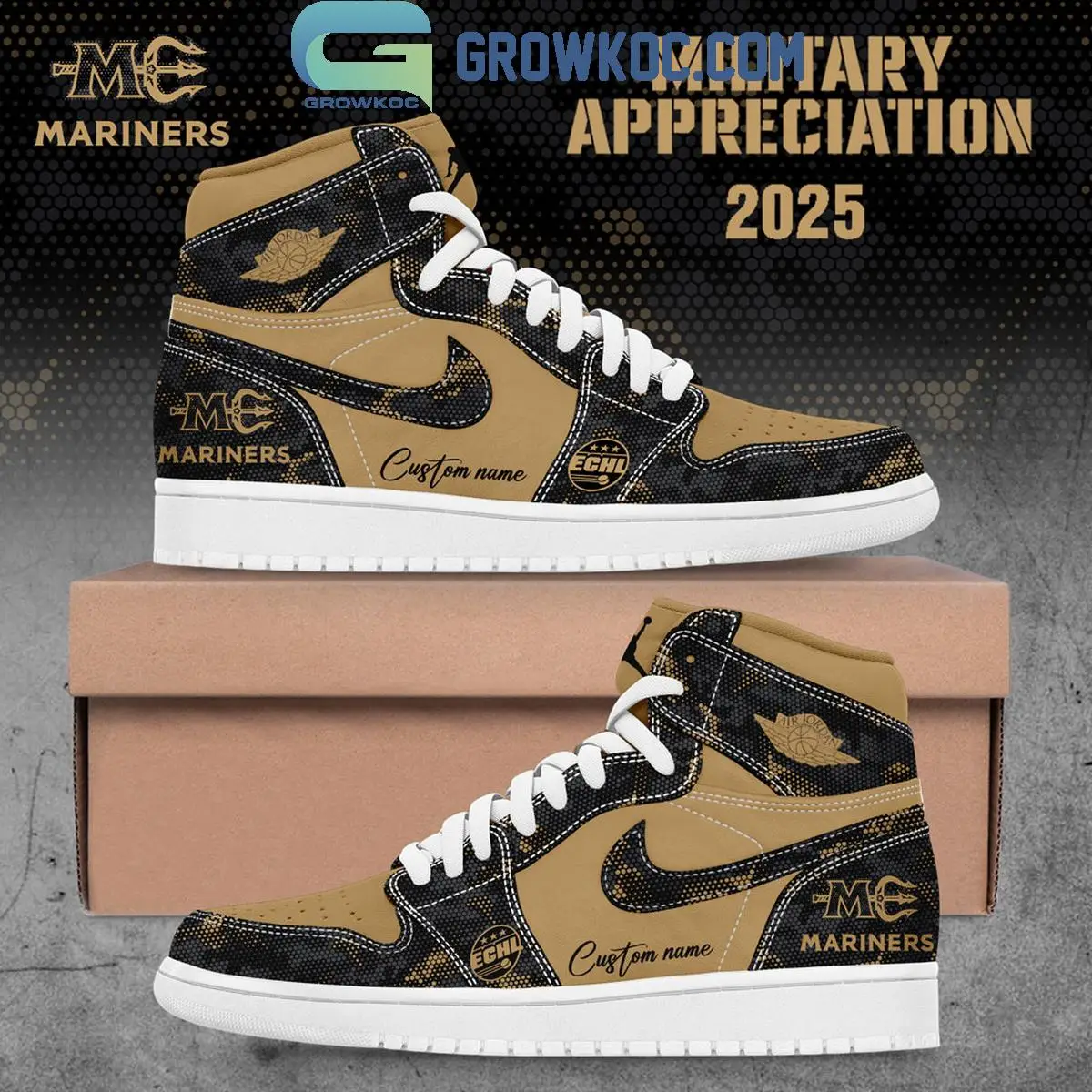 Maine Mariners Military Appreciation 2025 Air Jordan 1 Shoes Maine Mariners Military Appreciation 2025 Air Jordan 1 Shoes - Image 1