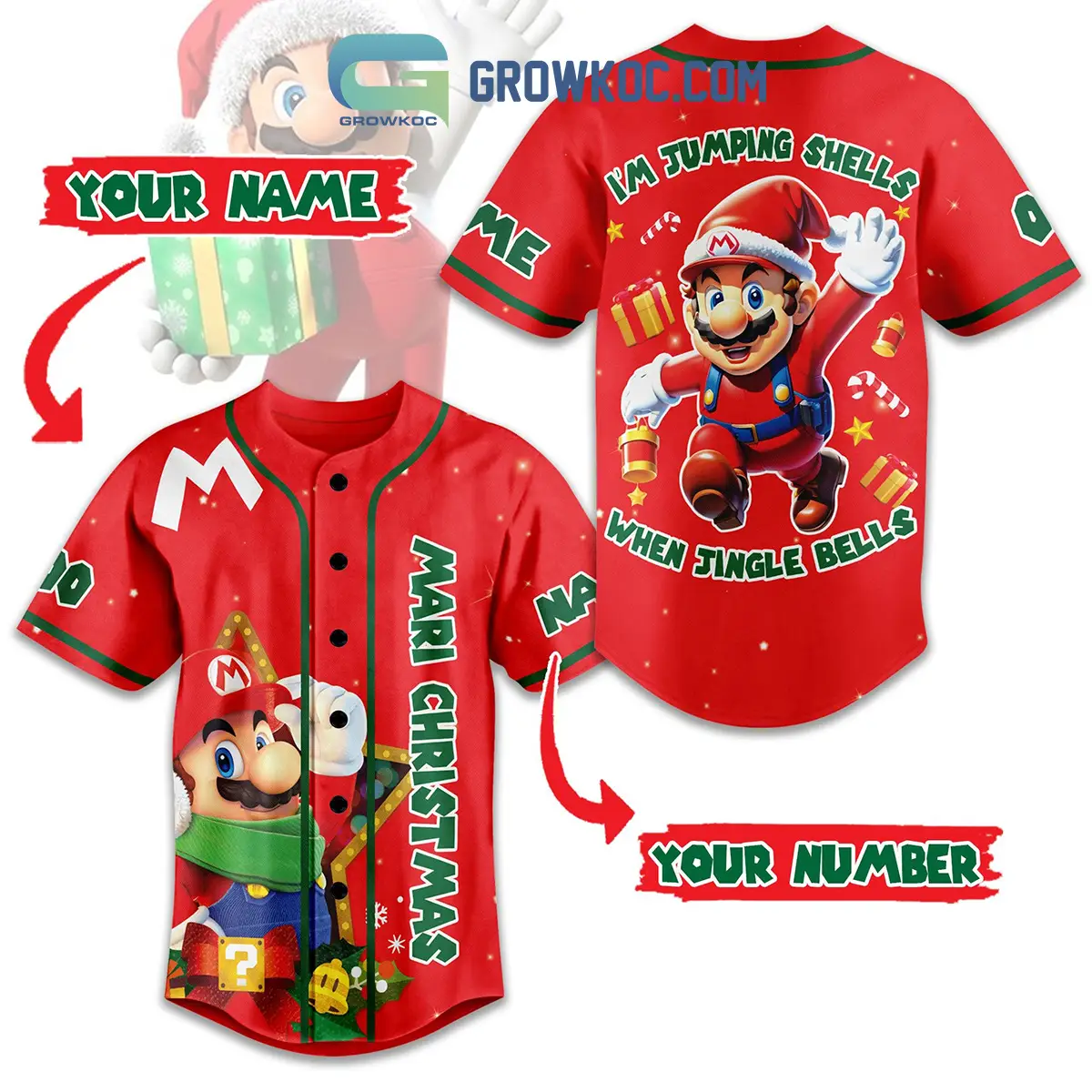 Mari Christmas I'm Jumping Shell When Jingle Bell Personalized Baseball Jersey