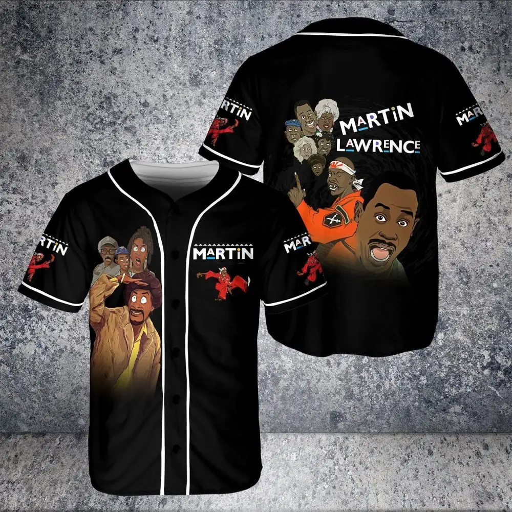 Martin Lawrence Graphic Baseball Jersey - Vintage Tv Show Fan Apparel