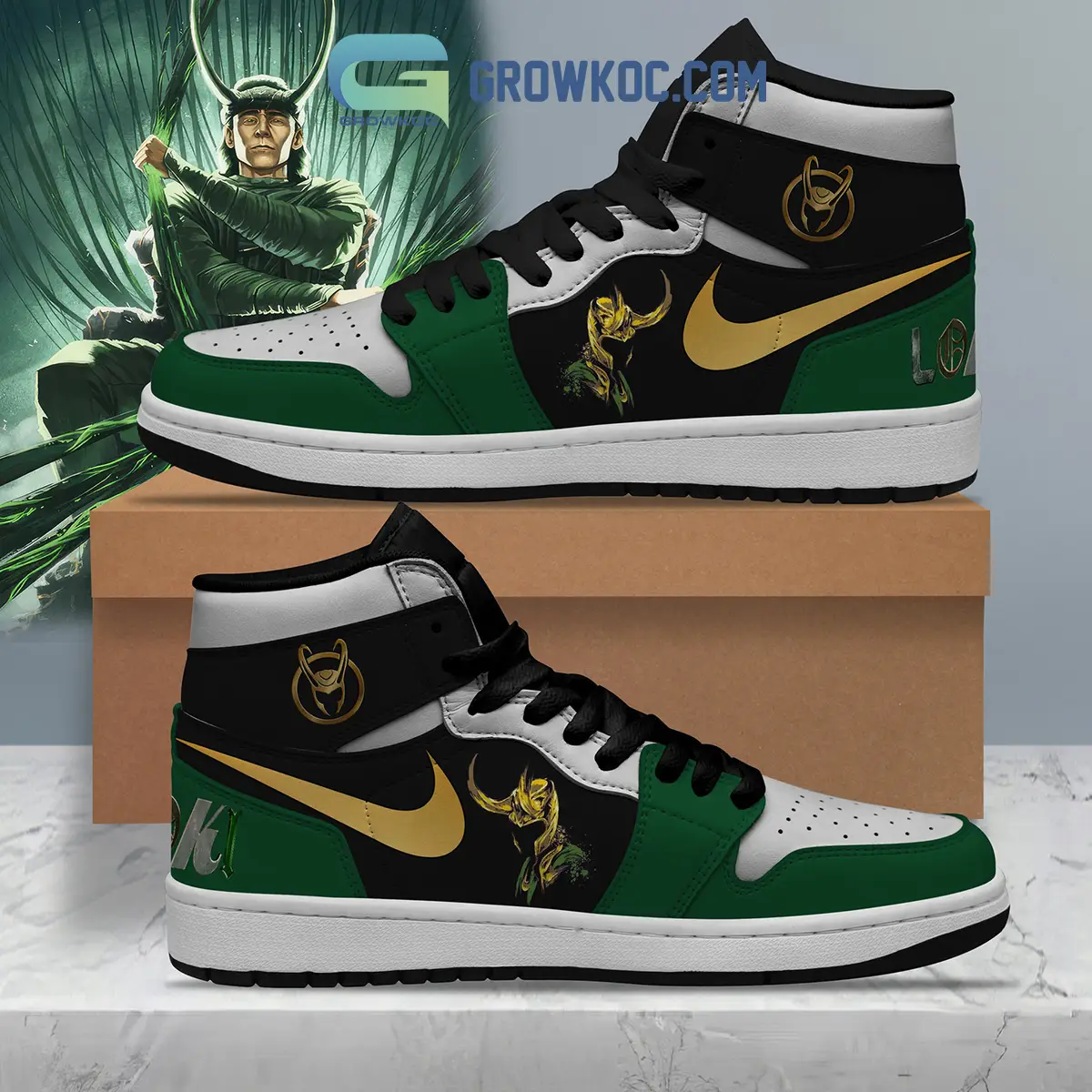 Marvel Loki Love Air Jordan 1 Shoes Marvel Loki Love Air Jordan 1 Shoes - Image 1