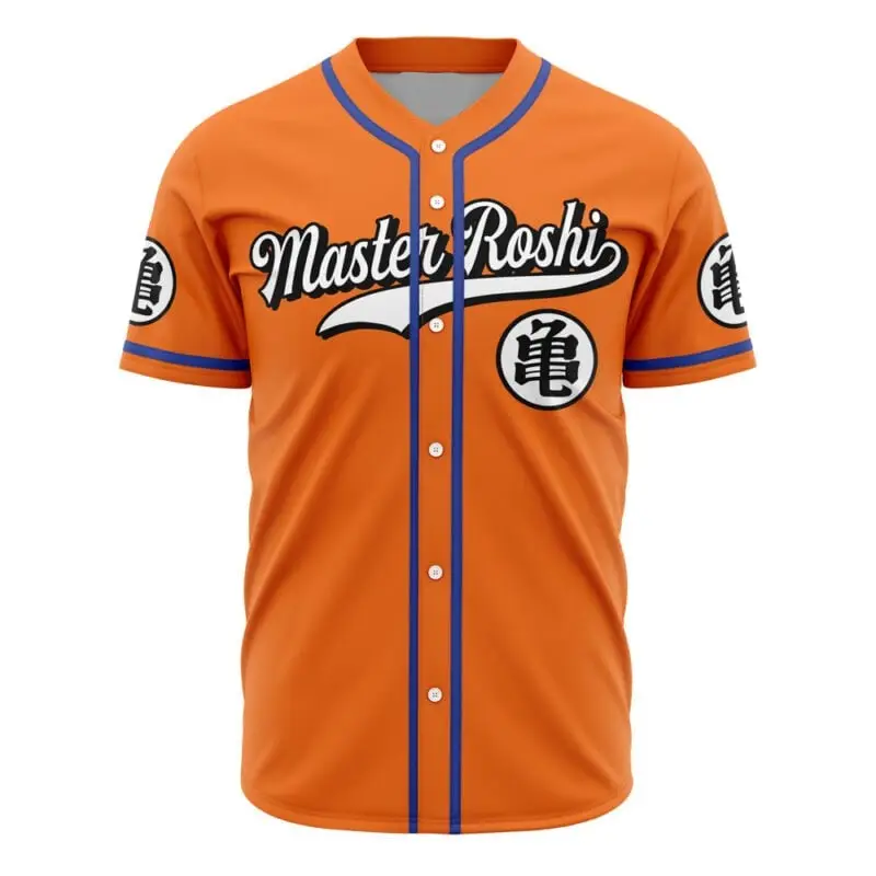 Master Roshi Orange Baseball Jersey - Anime Fan Gear For Cosplay & Everyday Wear