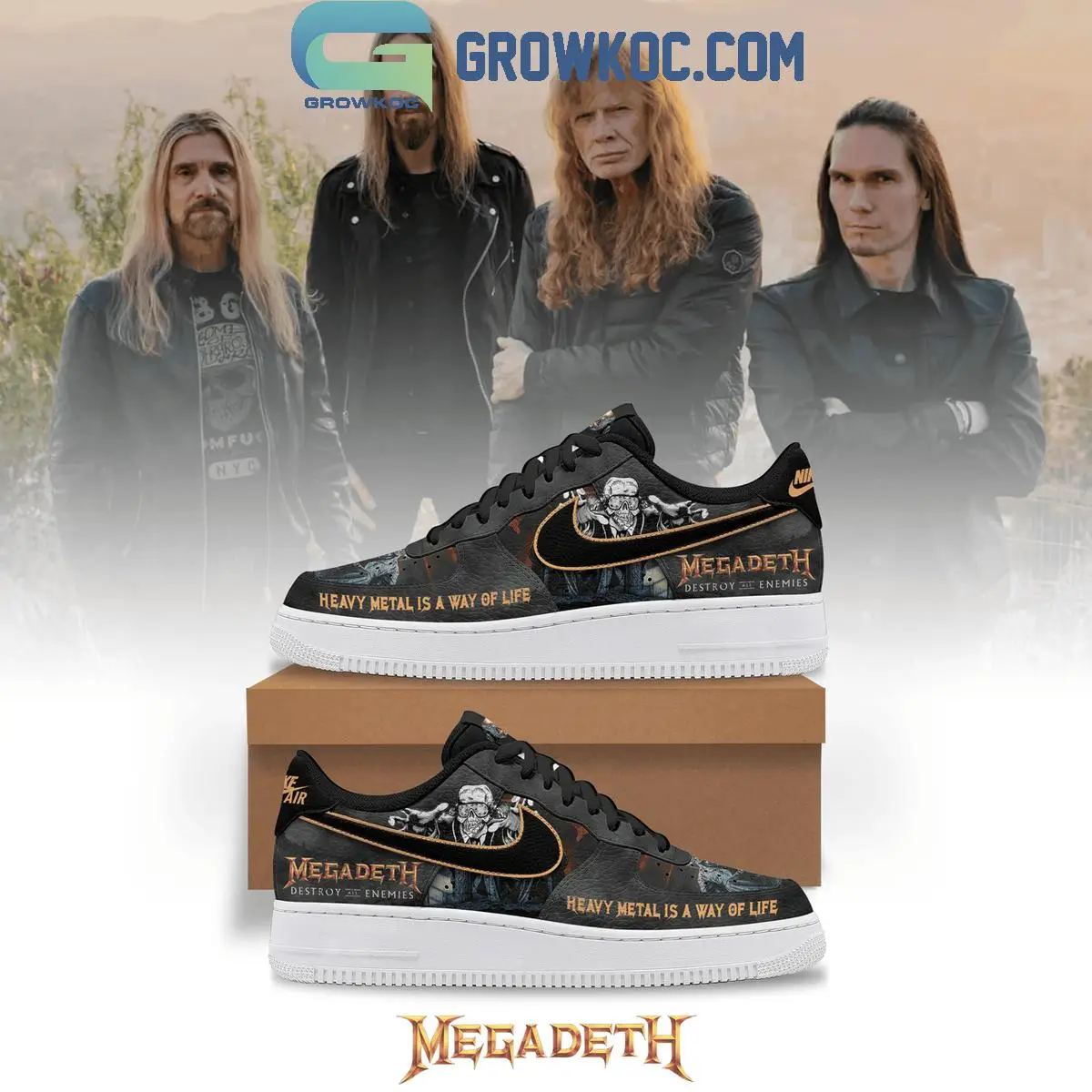 Megadeth Heavy Metal Is A Way Of Life Rock On Air Force 1 Shoes