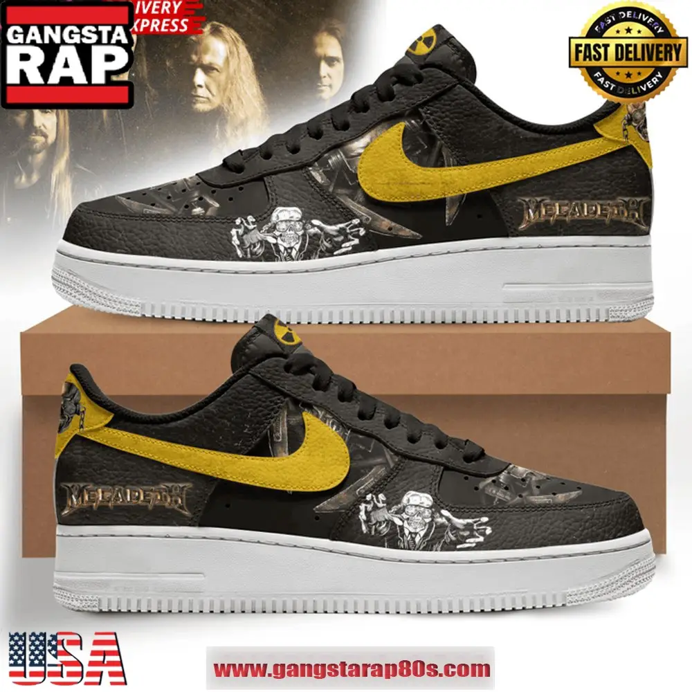 Megadeth Rockband Black Nike New Edition Air Force 1 Sneakers Shoes Megadeth Rockband Black Nike New Edition Air Force 1 Sneakers Shoes - Image 1