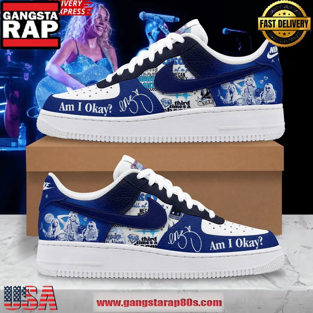 Megan Moroney Am I Okay Limited Edition Air Force 1 Running Sneakers Shoes Megan Moroney Am I Okay Limited Edition Air Force 1 Running Sneakers Shoes - Image 1