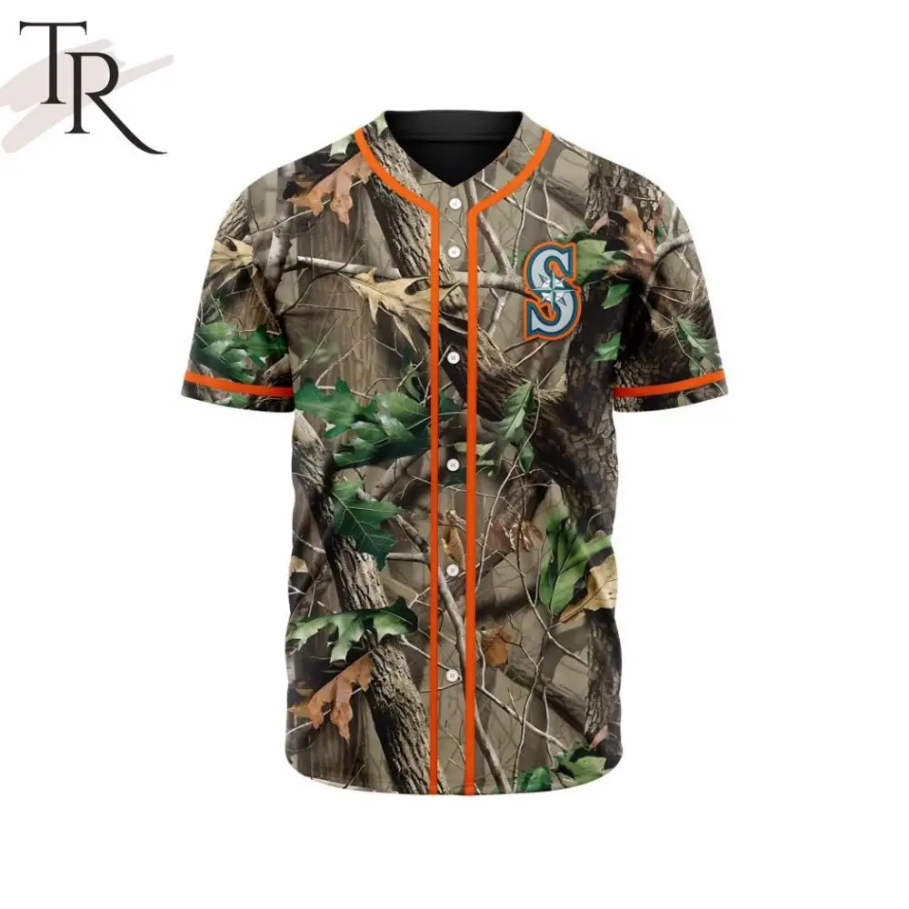 Men'S Camo Baseball Jersey - Custom Team Logo, Breathable & Stylish Outdoor Wear