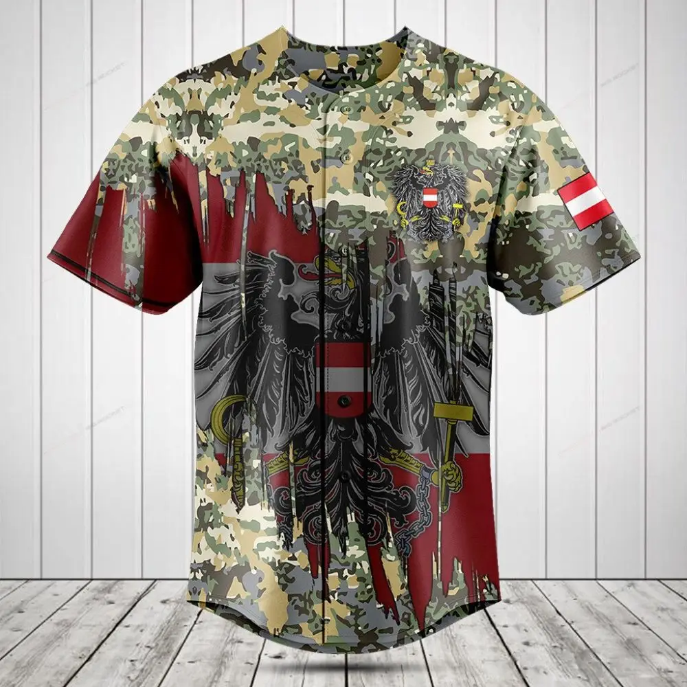 Men'S Camo Eagle Baseball Jersey - Bold Graphic Design, Comfortable Fit, Fashionable Sportswear