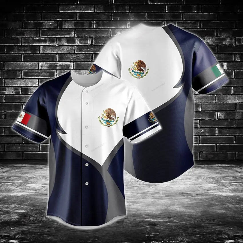 Men'S Mexico Flag Baseball Jersey – Customizable Sportswear, Breathable & Stylish Design