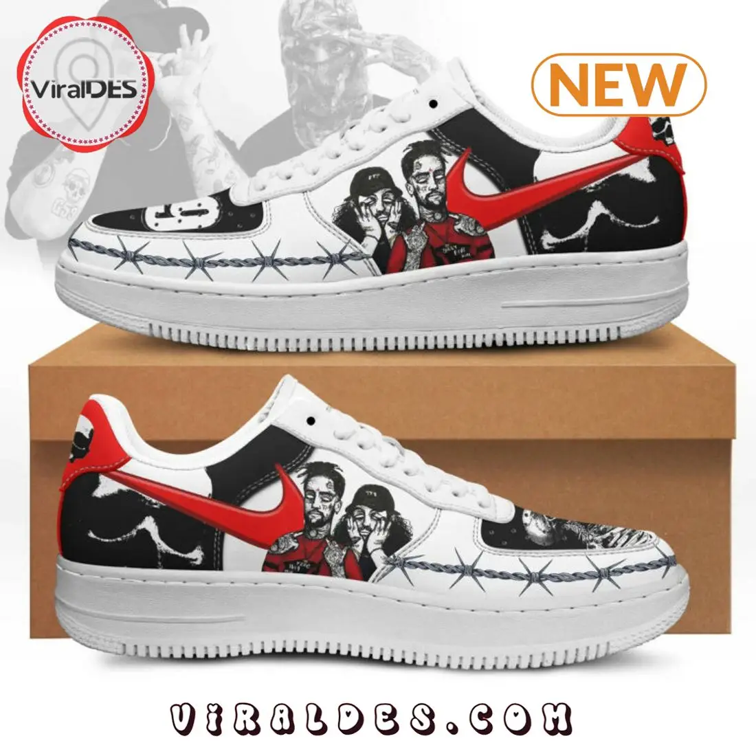 Men's Suicideboys Grey Day 2023 White Air Force 1 Shoes