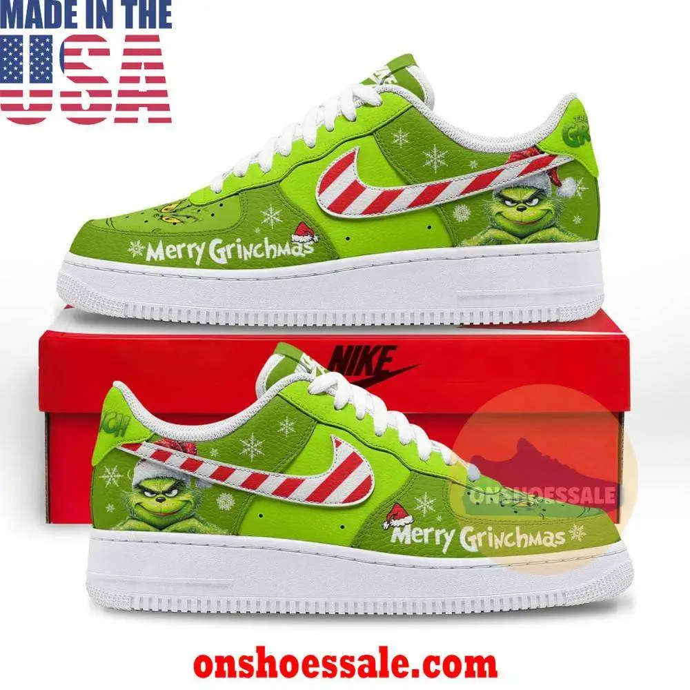 Merry Grinchmas Happy Holiday Air Force 1 Shoes, Gift For Fans - Best Gift Shoes