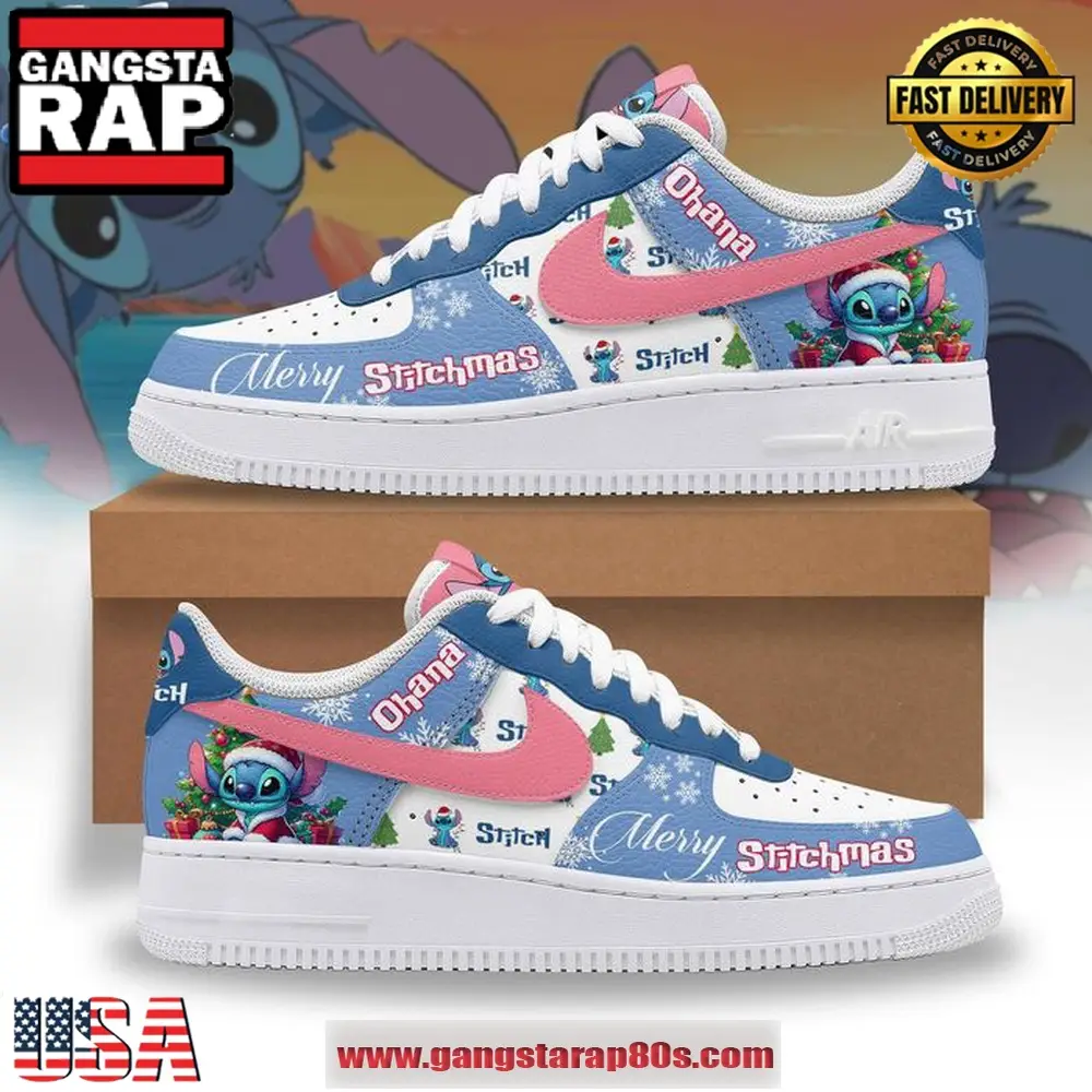 Merry Stitchmas Ohana Limited Air Force 1 Running Sneakers Shoes Merry Stitchmas Ohana Limited Air Force 1 Running Sneakers Shoes - Image 1