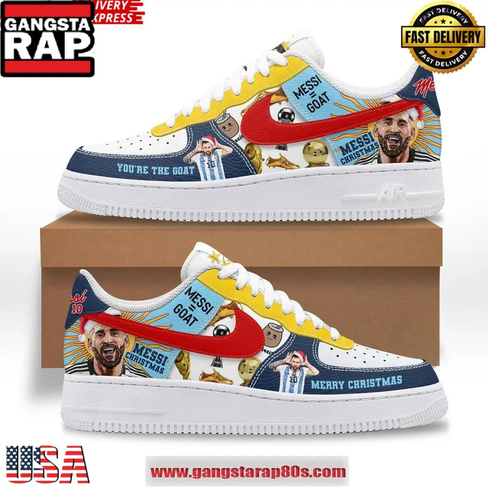 Messi Goat Merry Christmas Limited Edition Air Force 1 Running Sneakers Shoes