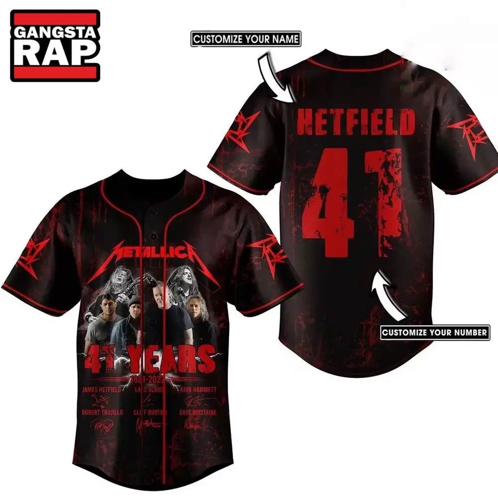 Metallica 41 Years Thank You For The Memories Signature Baseball Jersey Metallica 41 Years Thank You For The Memories Signature Baseball Jersey - Image 1
