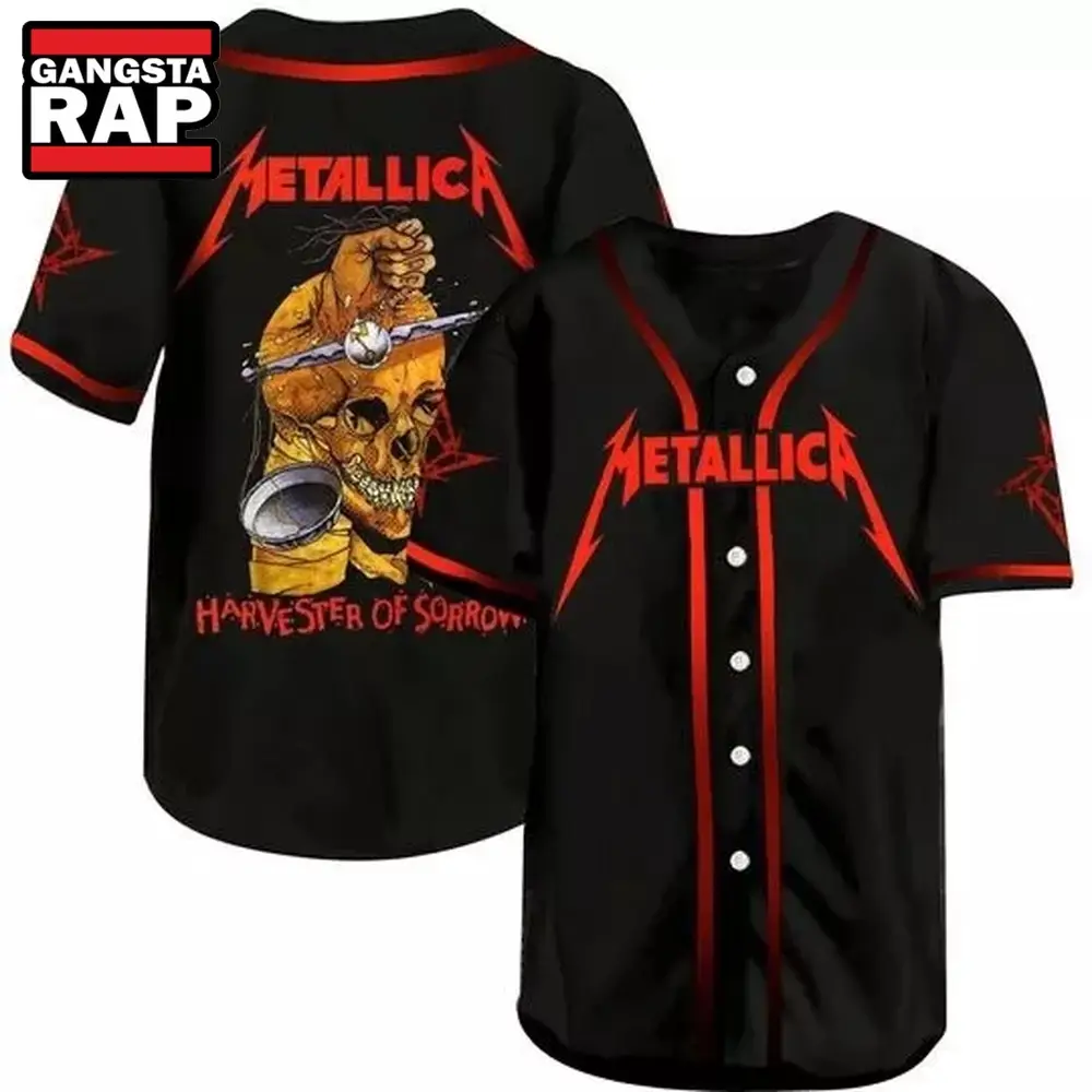 Metallica Harvester Of Sorrow Rock Band Baseball Jersey