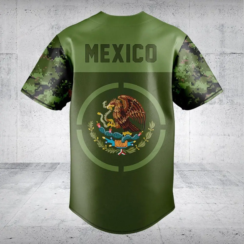 Mexican Pride Camouflage Jersey - Stylish Military Green T-Shirt With Eagle Emblem Mexican Pride Camouflage Jersey - Stylish Military Green T-Shirt With Eagle Emblem - Image 1
