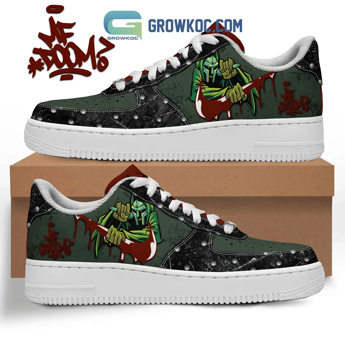 MF Doom The Villian Cartoon Fan Air Force 1 Shoes White Lace