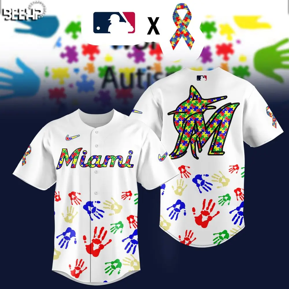 Miami Autism Awareness Baseball Jersey - Colorful Puzzle Design - Limited Edition!