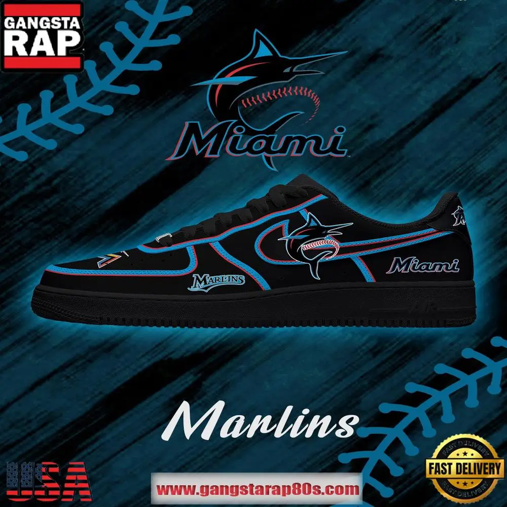 Miami Baseball Limited Edition Nike Air Force 1 Sneakers Shoes