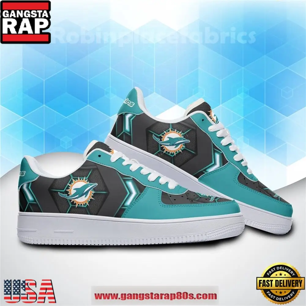 Miami Dolphins AF 1 Running Sneakers Shoes Miami Dolphins AF 1 Running Sneakers Shoes - Image 1
