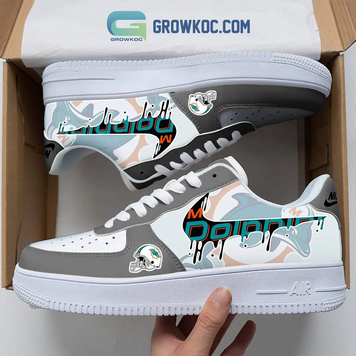 Miami Dolphins Team Logo Fan Air Force 1 Shoes