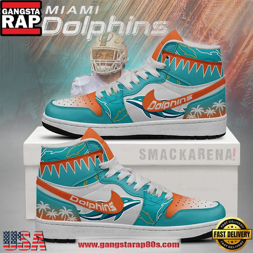 Miami Dolphins Trending Football Sneakers NFL Air Jordan 1 Shoes