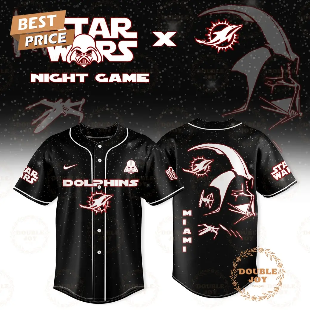 Miami Dolphins x Star Wars 2025 Night Game Baseball Jersey Miami Dolphins x Star Wars 2025 Night Game Baseball Jersey - Image 1