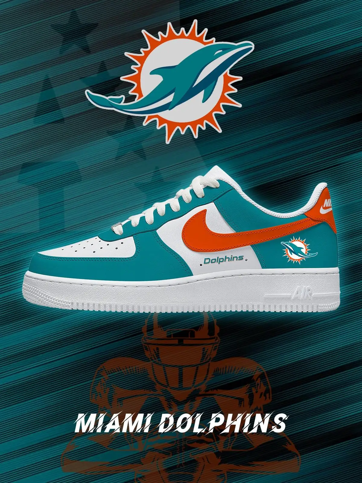 Miami Football Custom Air Force 1 Sneakers - NFL Fan Edition | QW65