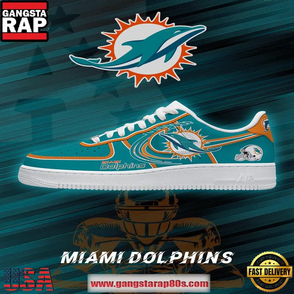Miami Football NFL Team Logo Air Force 1 Sneakers Shoes Sneakers