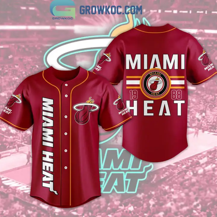 Miami Heat NBA 1988 Red White Design Baseball Jersey
