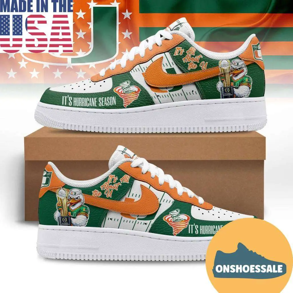 Miami Hurricanes NCAA Fiesta Bowl Champions Air Force 1 Shoes, Gifts for Fans - Best Gift Shoes