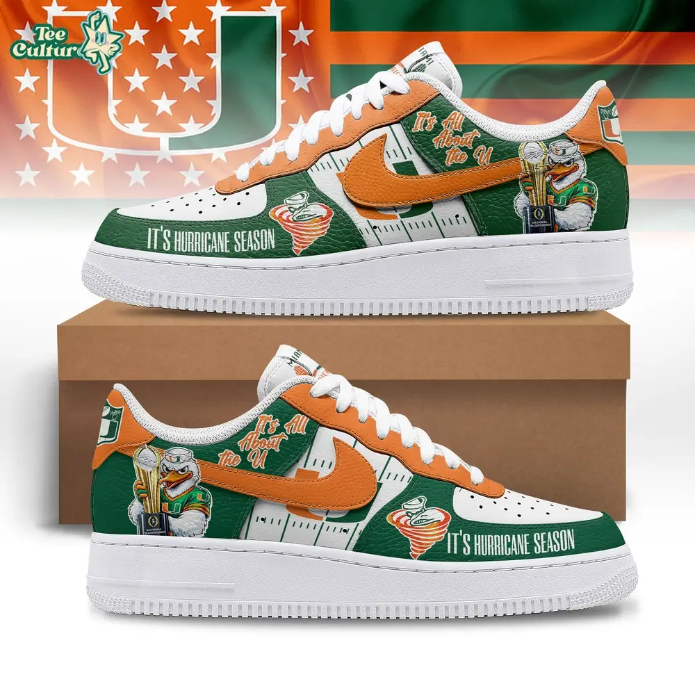 Miami Hurricanes | Premium NCAA Fiesta Bowl Champions AF1 Shoes TD Miami Hurricanes | Premium NCAA Fiesta Bowl Champions AF1 Shoes TD - Image 1