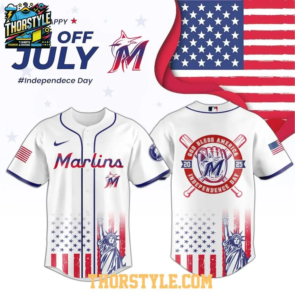 Miami Marlins 2025 Independence Day 4Th Of July Baseball Jersey