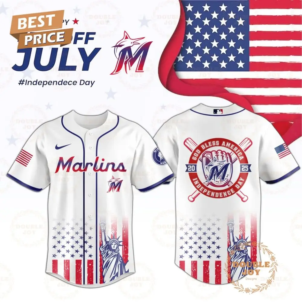 Miami Marlins Happy 4Th Off July Day 2025 Limited Edition Baseball Jersey