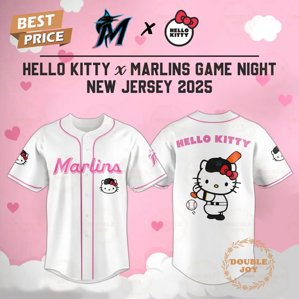 Miami Marlins Hello Kitty X Cubs Game Night 2025 New Limited Edition Baseball Jersey Miami Marlins Hello Kitty X Cubs Game Night 2025 New Limited Edition Baseball Jersey - Image 1