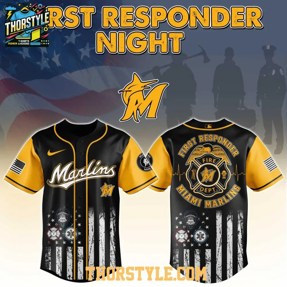 Miami Marlins Mlb Fire Dept Honor 2025 First Responders Night Baseball Jersey