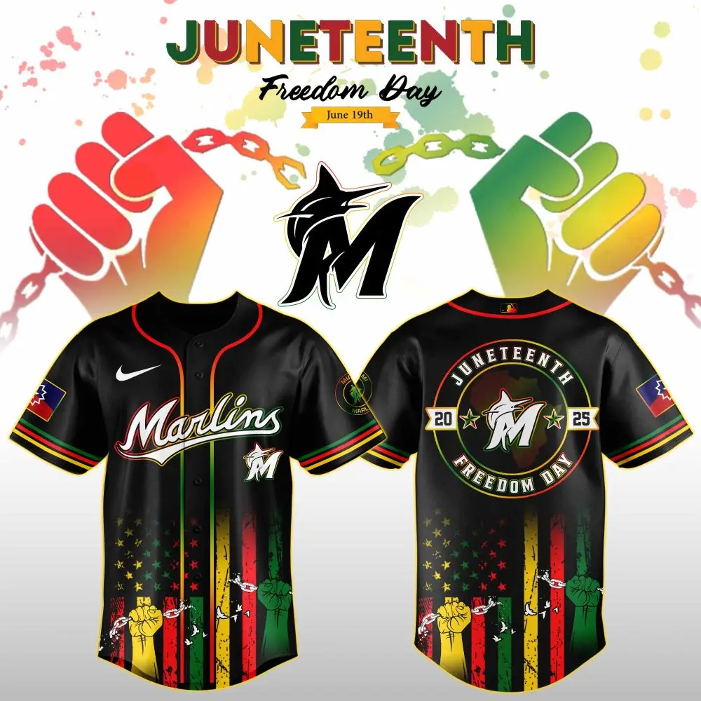 Miami Marlins Mlb X Juneteenth Day Custom Baseball Jersey Edition Custom Baseball Jersey