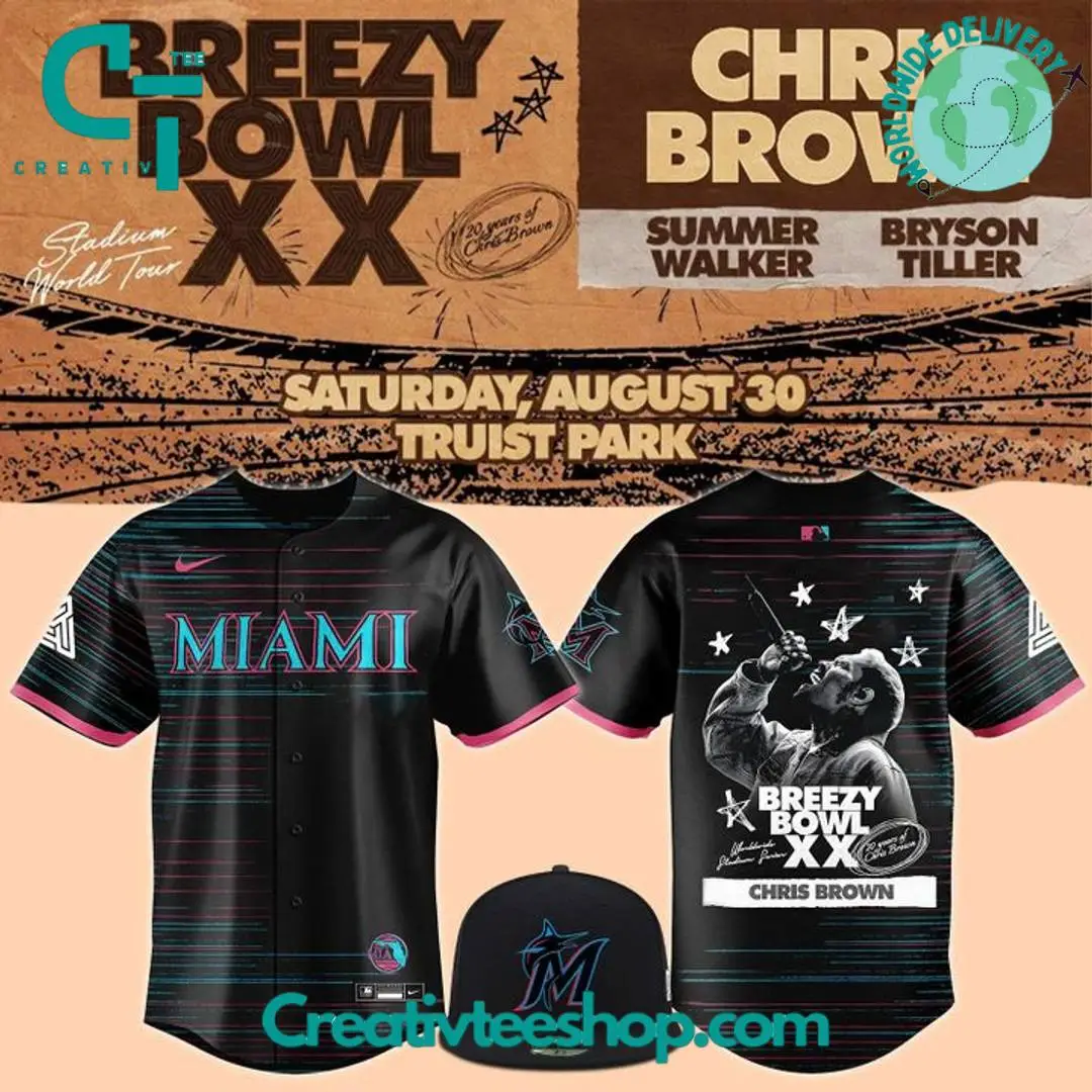 Miami Marlins X Chris Brown Breezy Bowl Xx Concert Special Baseball Jersey