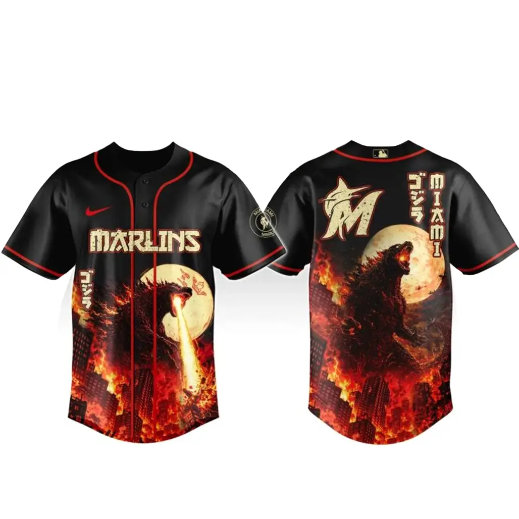 Miami Marlins x Godzilla King of Monsters Baseball Jersey - Tazila