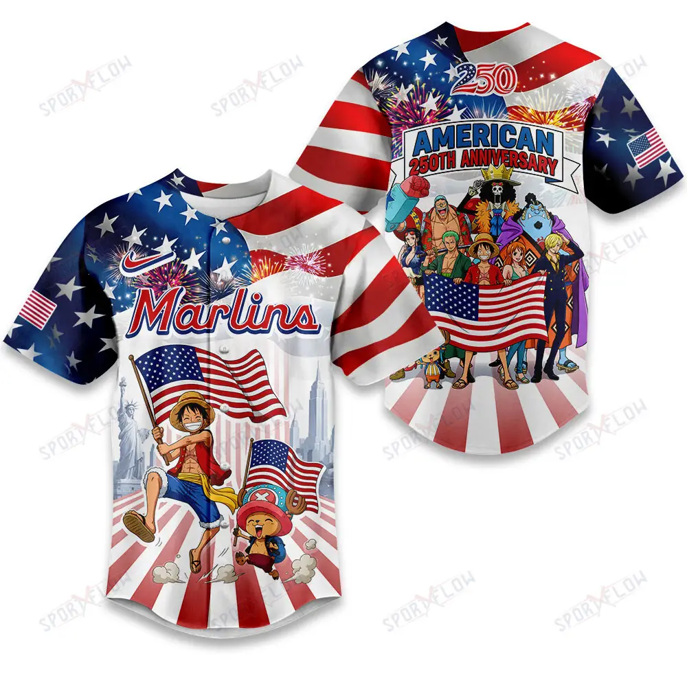 Miami Marlins X One Piece United States Of America 250 Baseball Jersey