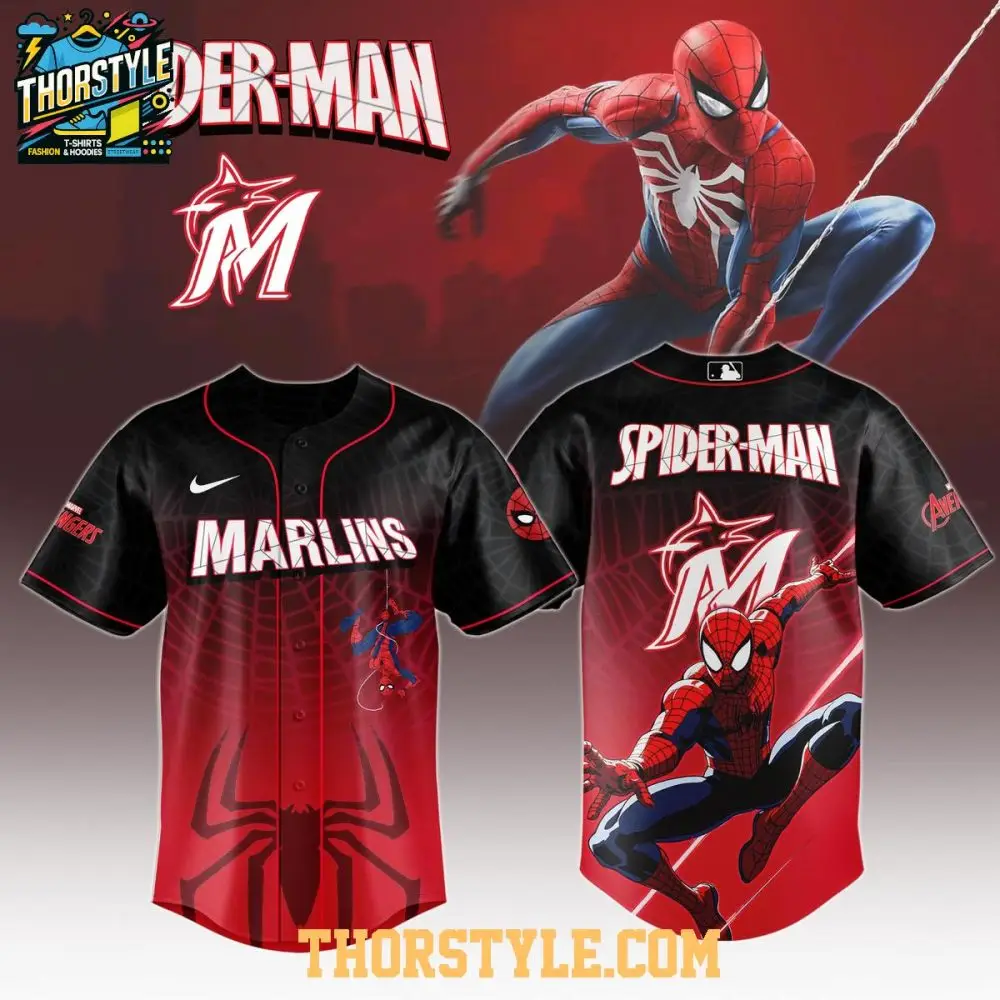 Miami Marlins X Spider Man Game Night 2025 The Hero Baseball Jersey