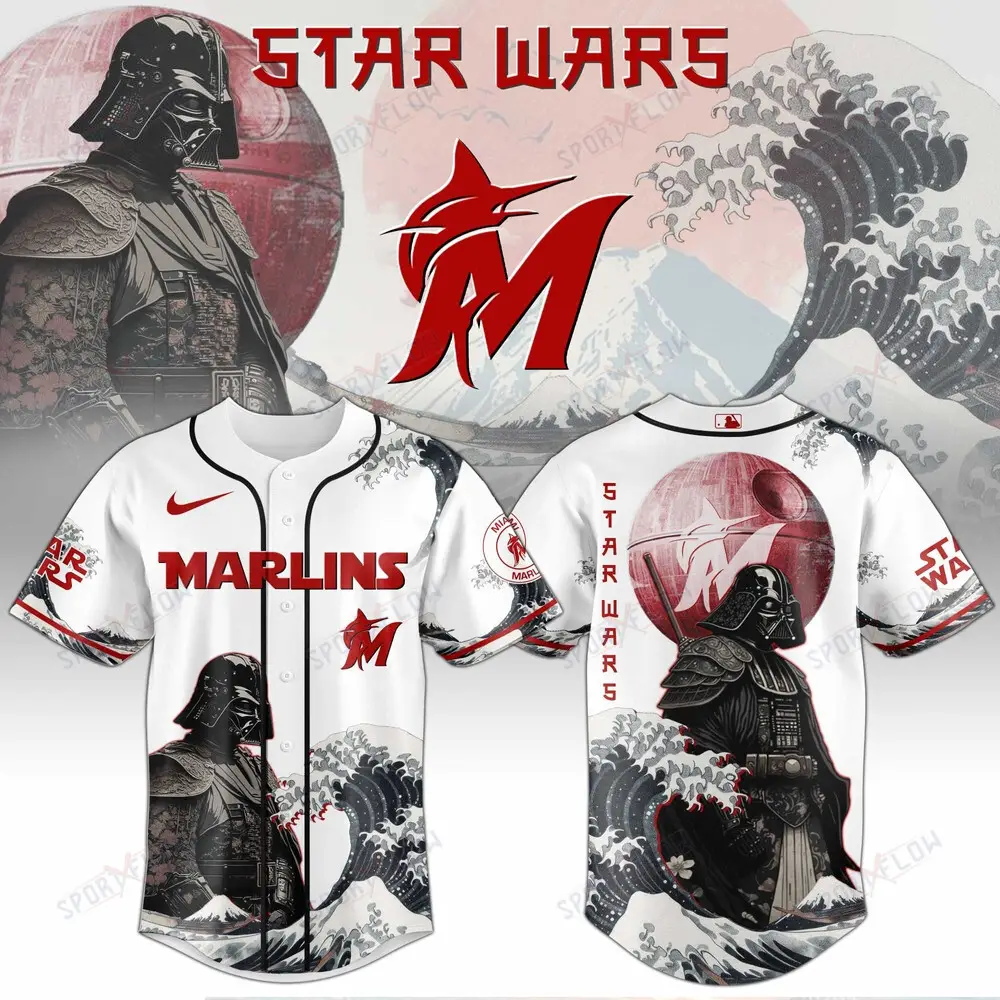Miami Marlins X Star Wars Darth Vader Japanese Aesthetic Baseball Jersey