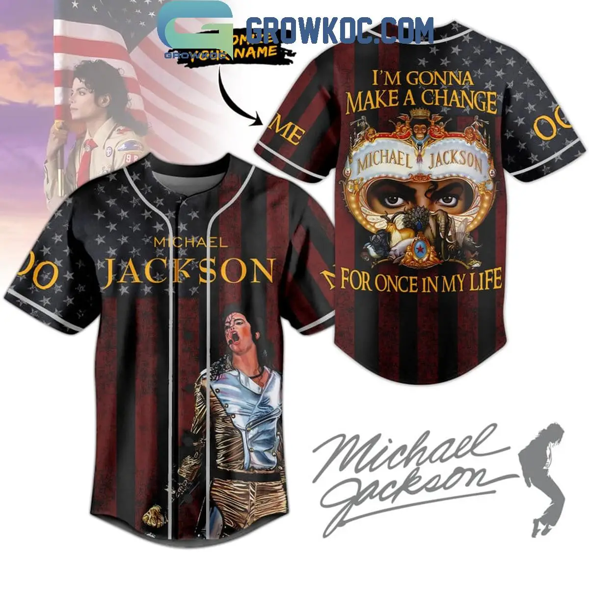Michael Jackson I'm Gonna Make A Change For Once Personalized Baseball Jersey