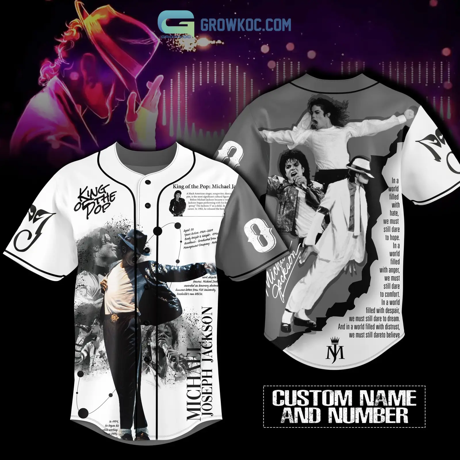 Michael Jackson King Of The Pop Personalized Baseball Jersey