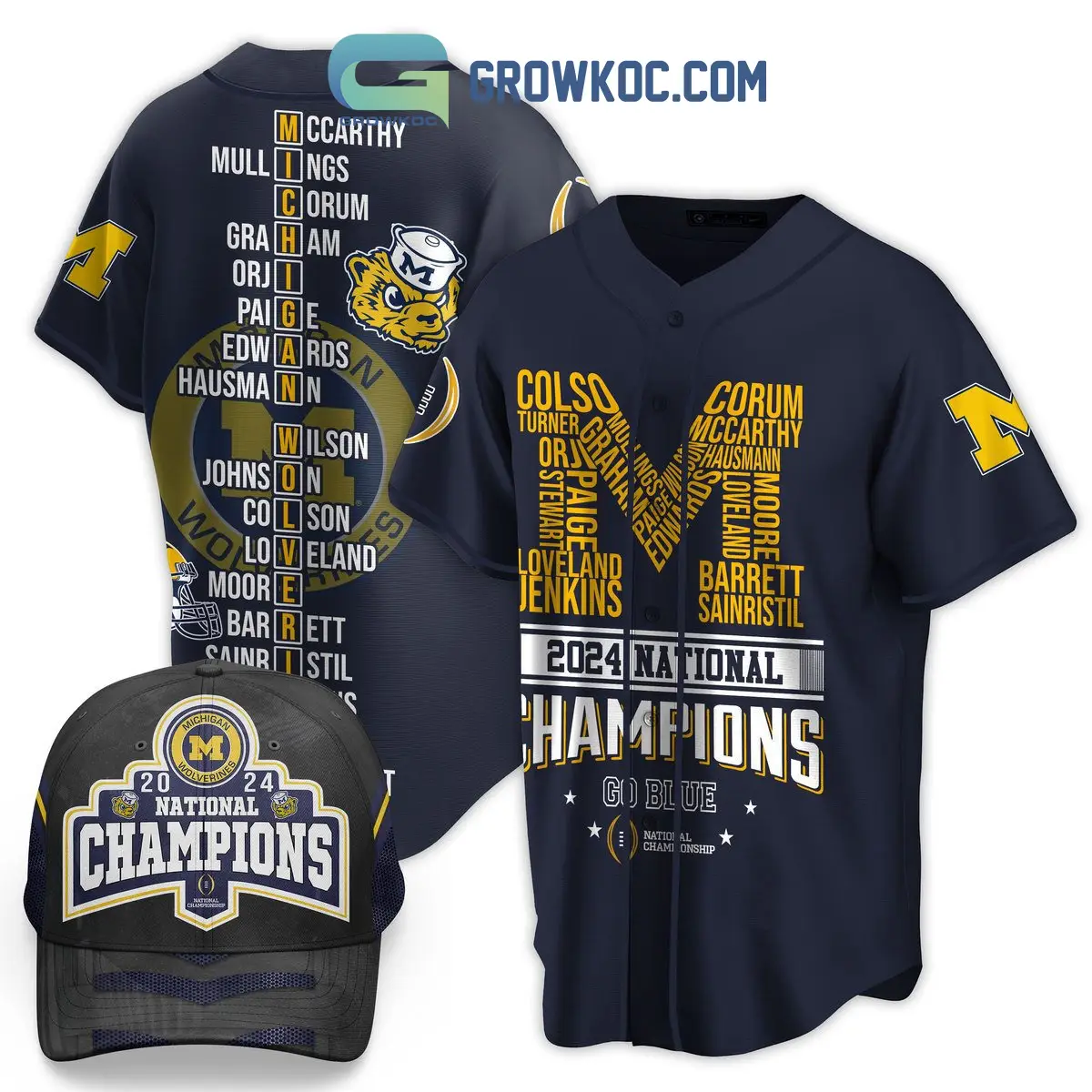 Michigan Wolverines National Champions 2024 Go Blue Baseball Jersey