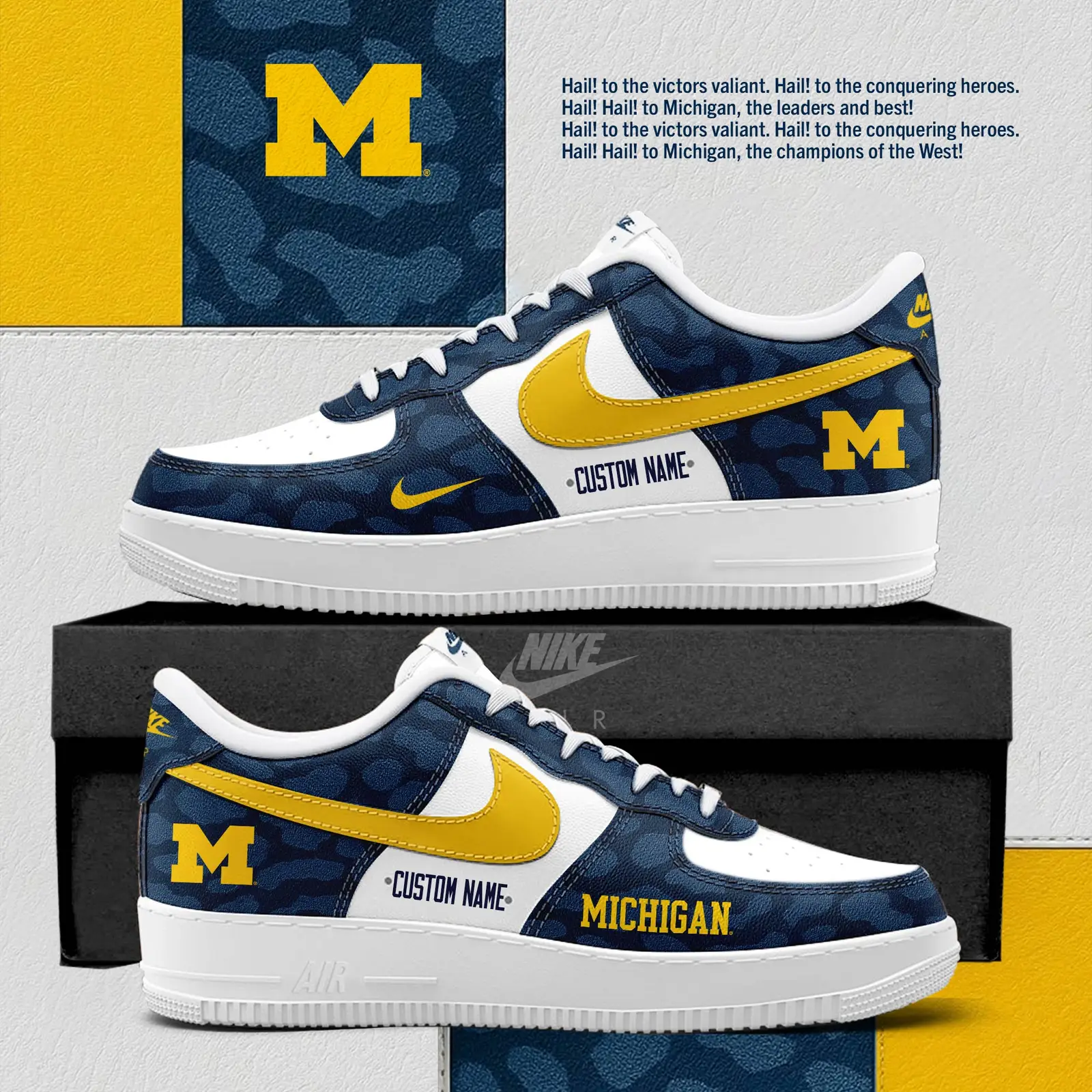 Michigan Wolverines Special Edition Camo Air Force 1 Sneakers