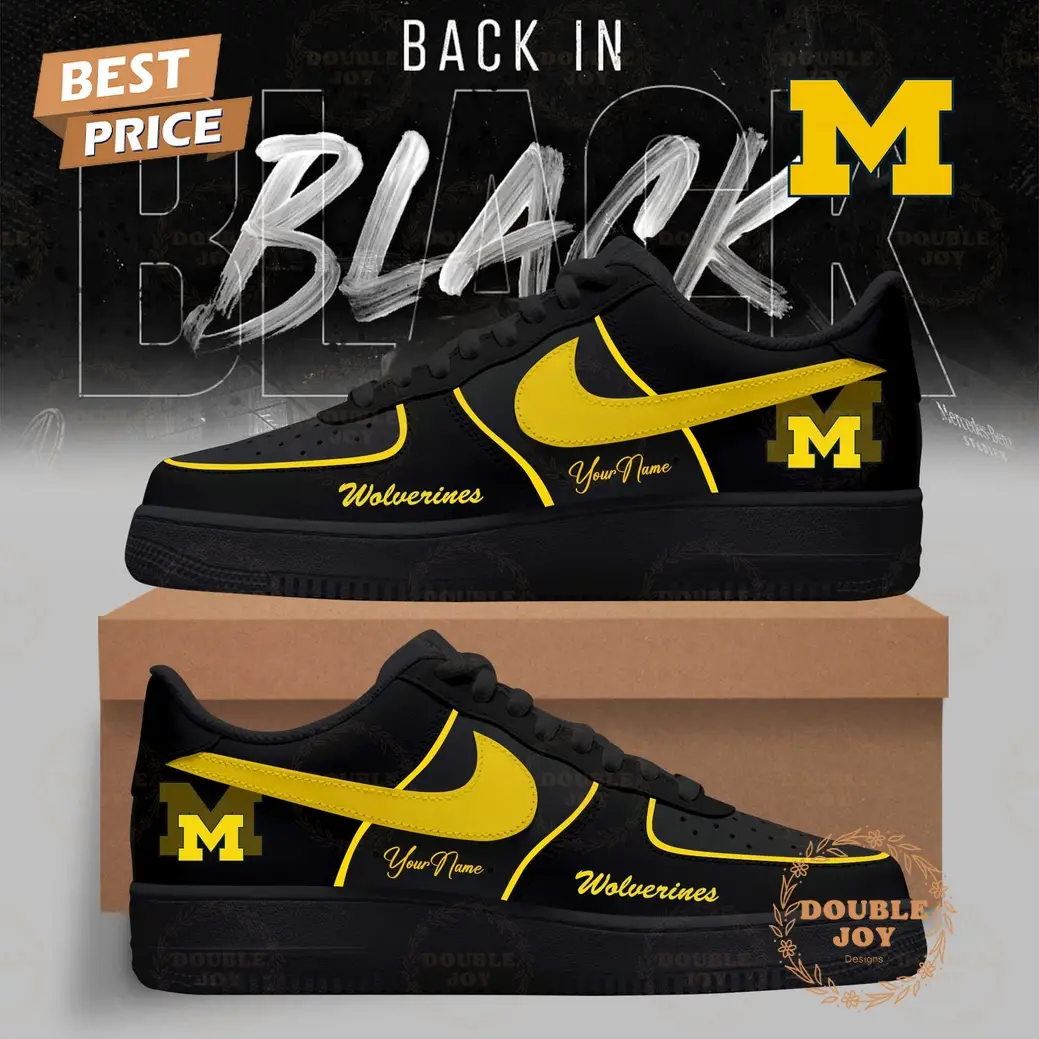 Michigan Wolverines x Back In Black Custom Name 2025 Air Force 1 Sneakers